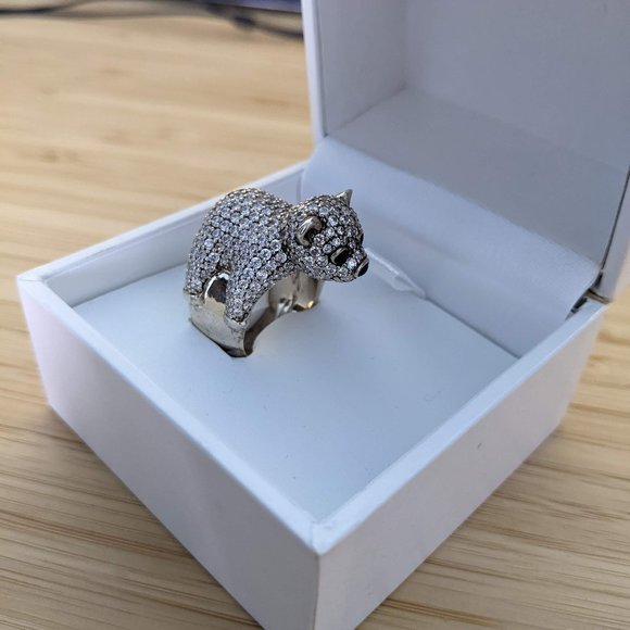 Designer Thomas Sabo Hugging Polar Bear Cubic Zirconia Sterling Silver Ring US S - Picture 1 of 6